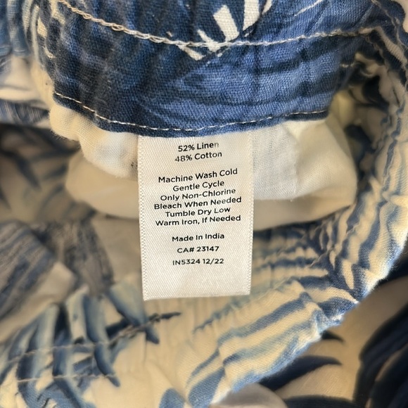 Talbots Blue & White Tropical Hawaiian Linen Blend Summer Vacation Shorts XL - Picture 6 of 6